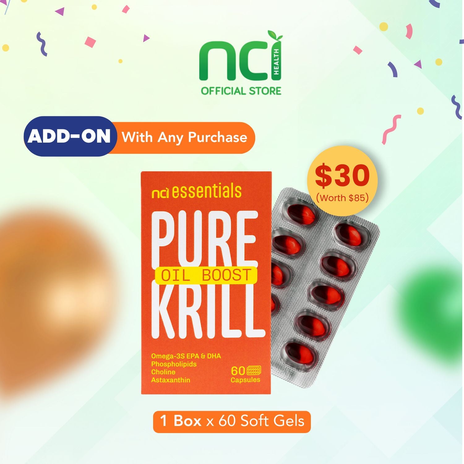 Add-on Special: Krill Oil 60s- For joints, skin, eyes, brain and heart