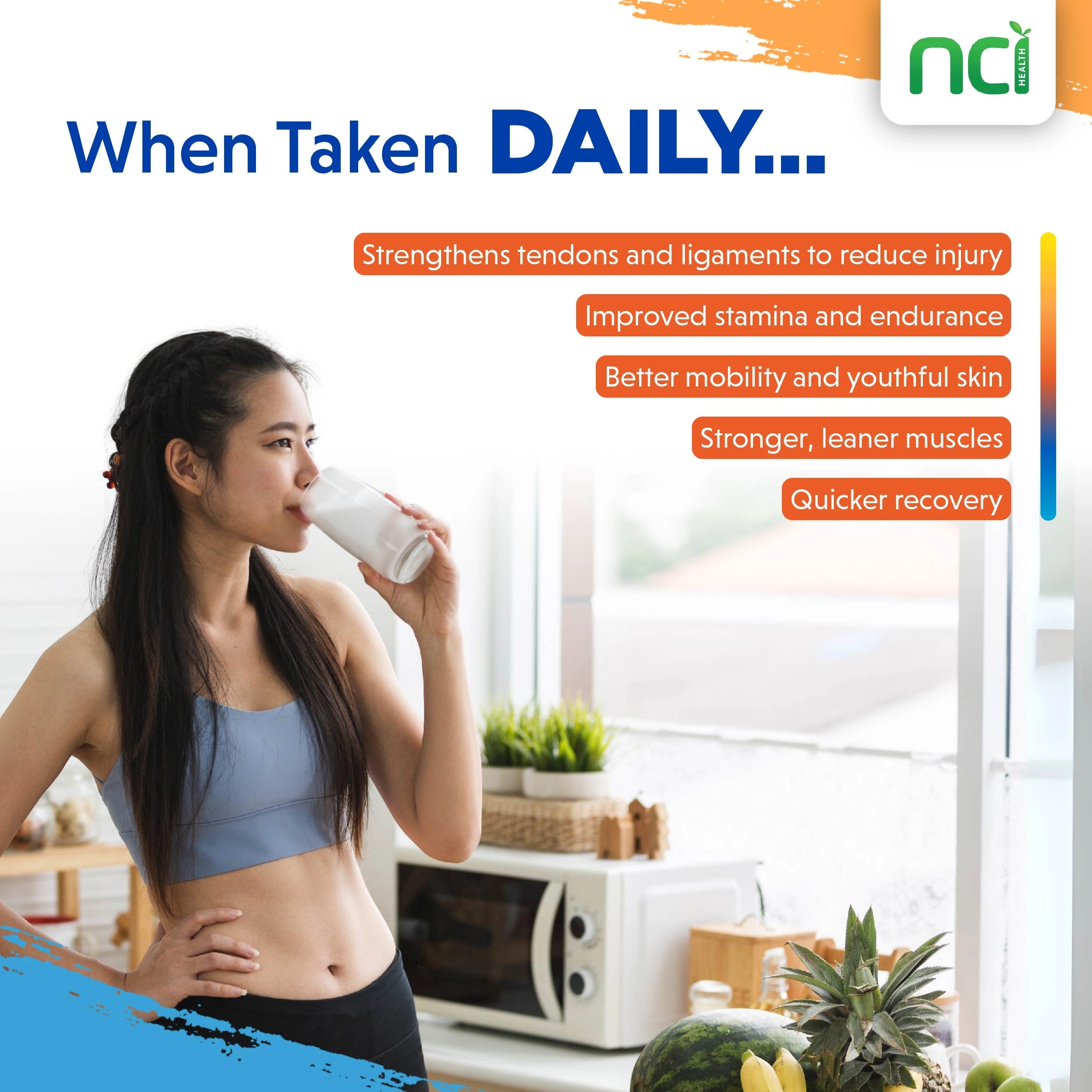 NCI Recogen Active energy supplement Singapore is formulated with whey protein isolate and collagen peptides to restore sore and tired muscles quickly and help build lean muscles. Order via 6744 5566 now!