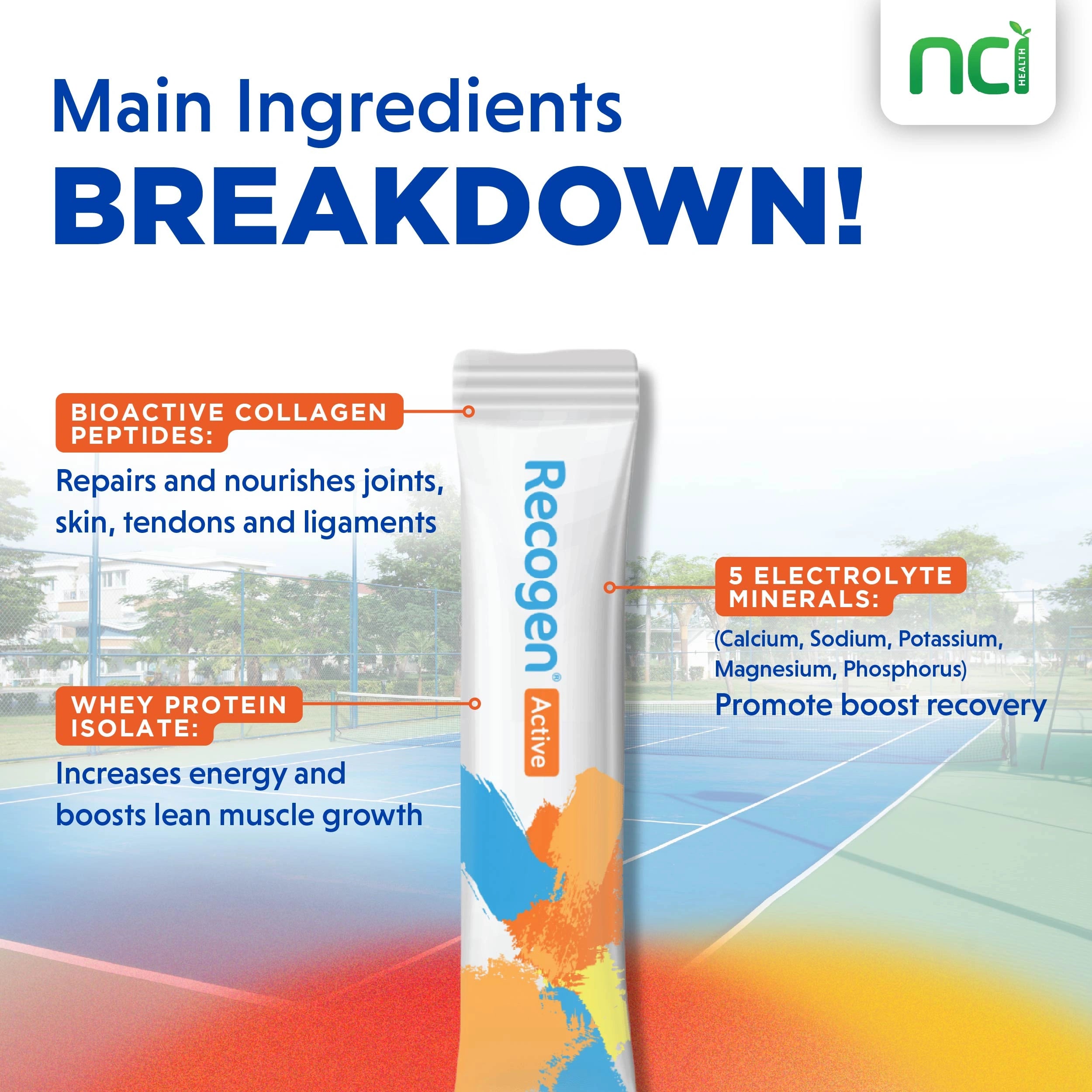 NCI Recogen Active energy supplement Singapore is formulated with whey protein isolate and collagen peptides to restore sore and tired muscles quickly and help build lean muscles. Order via 6744 5566 now!