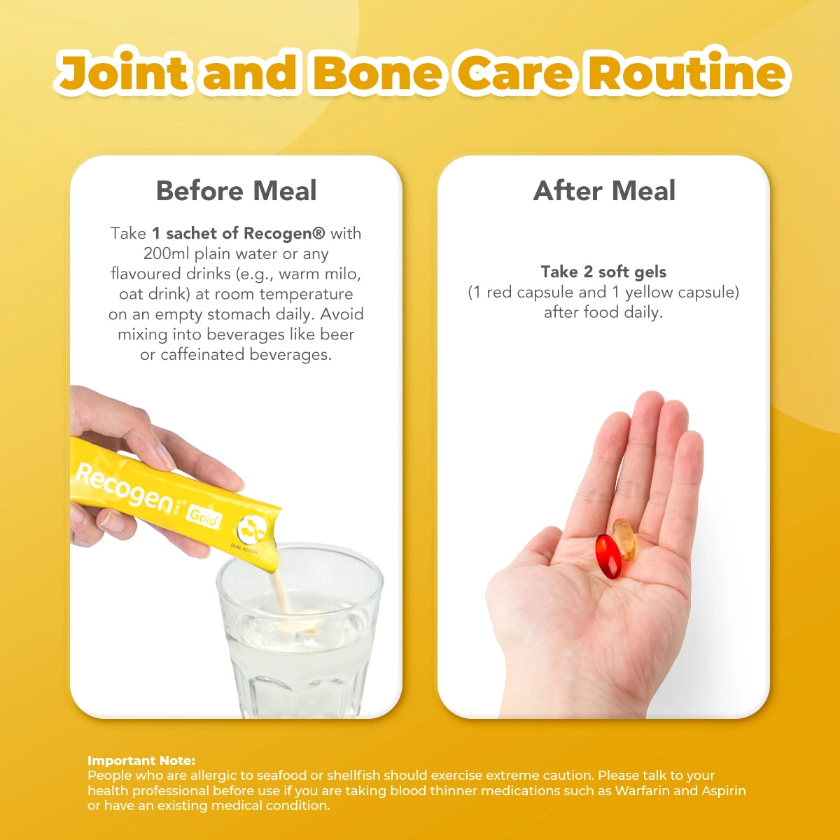NCI Recogen helps with joint cartilage, while Bone K+® supports bone health. Order via 6744 5566 now!