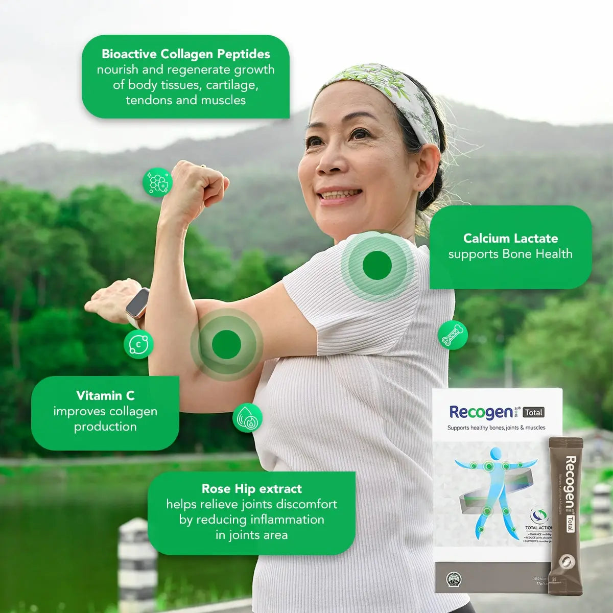 NCI Recogen Total joint supplement Singapore supports joint, bone and muscle growth. Order via 6744 5566 now!