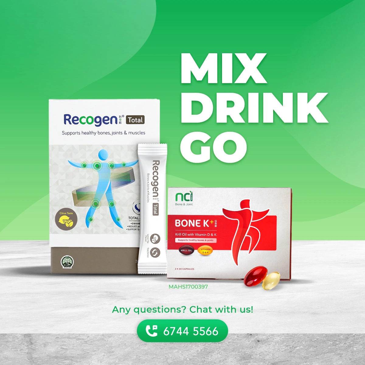 Recogen® Total (Citrus Flavour) & Bone K+®
