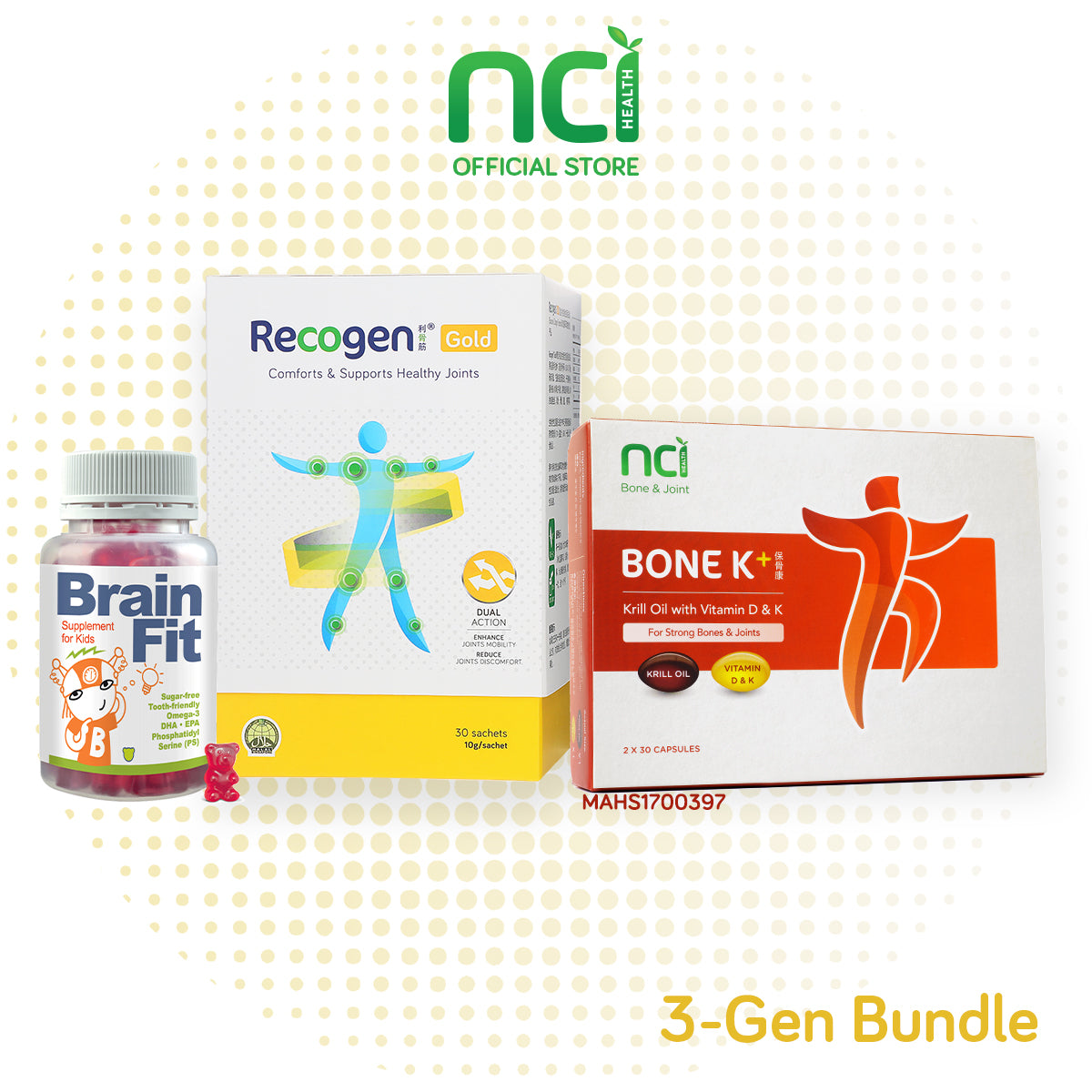 Recogen® Gold & Bone K+® & BrainFit Sugar-free Gummies