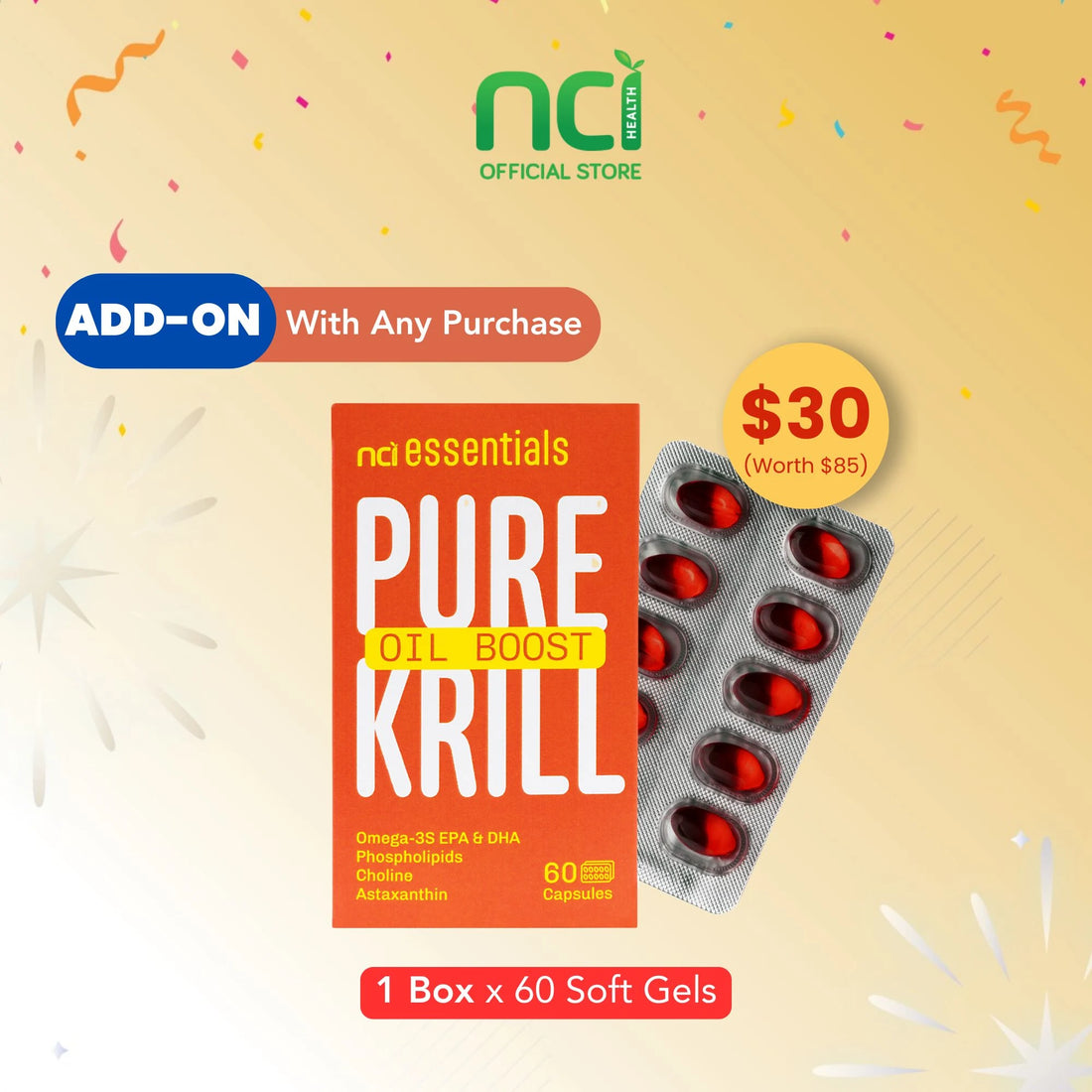 Add-on Special: Krill Oil 60s- For joints, skin, eyes, brain and heart