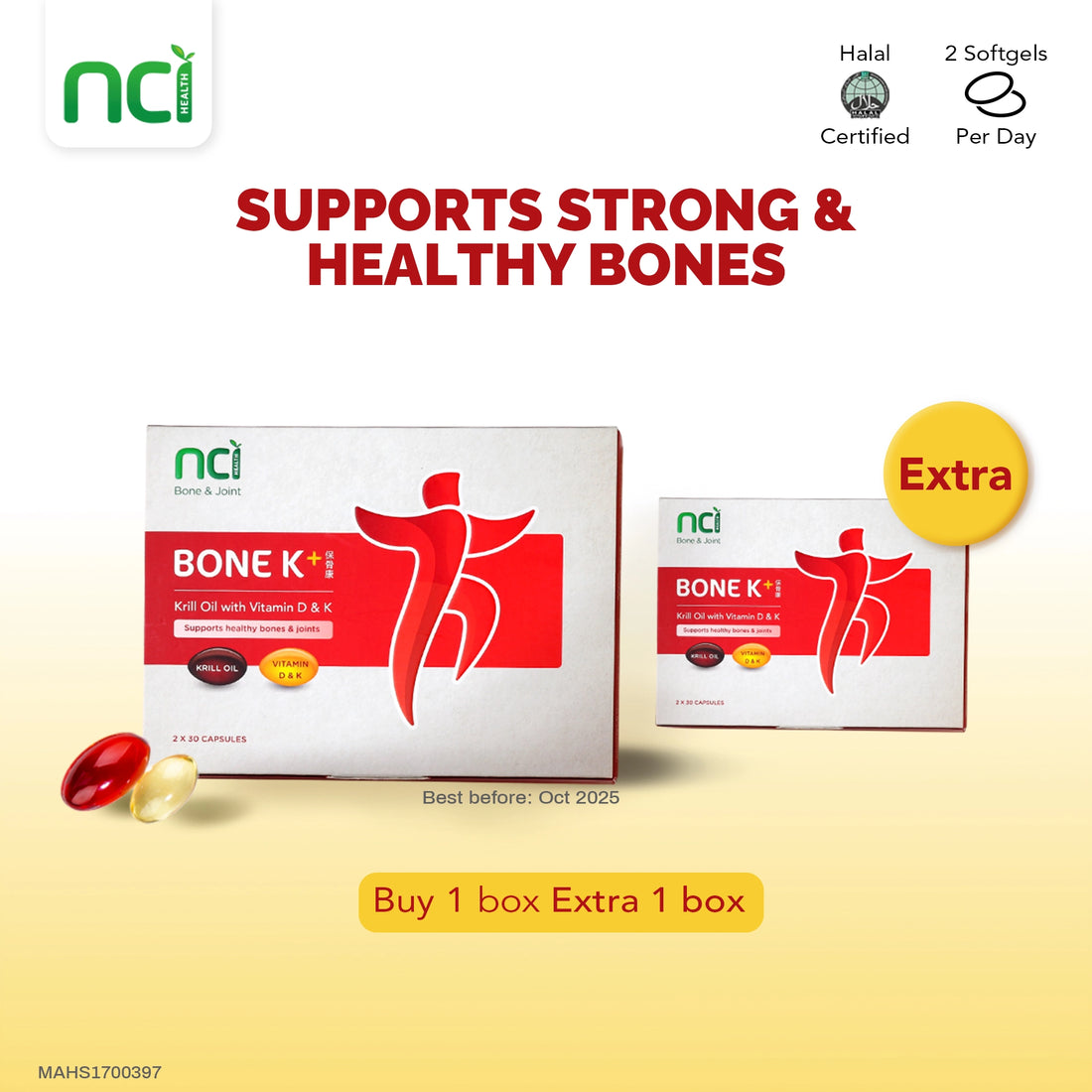 BONE K+® - Krill Oil (Omega-3), Vitamin D3 And K2 MK-7