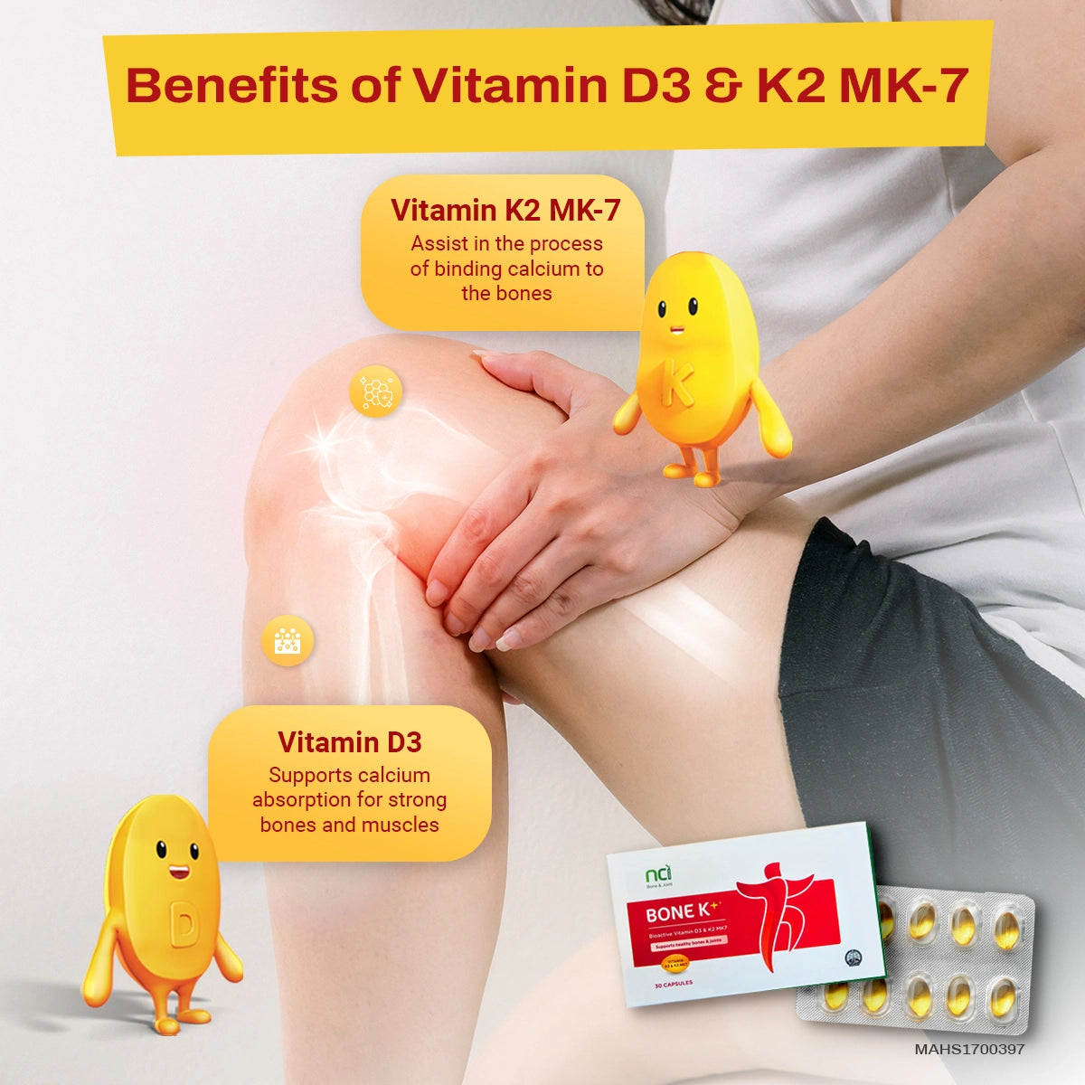 NCI Vitamin D3 And K2 MK-7 bone supplement Singapore supports bone health. Order via 6744 5566 now!