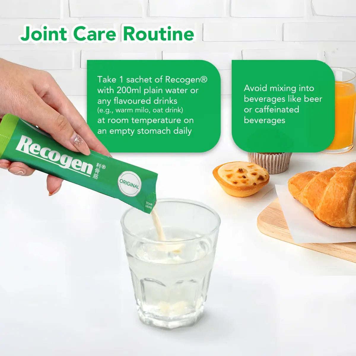 NCI Recogen Original joint supplement Singapore supports and maintain healthy joint functions. Order via 6744 5566 now!