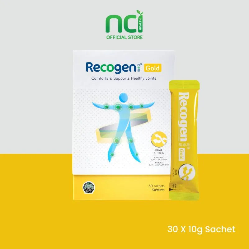 NCI Recogen Gold joint supplement Singapore reduces joint discomfort while enhancing mobility. Order via 6744 5566 now!