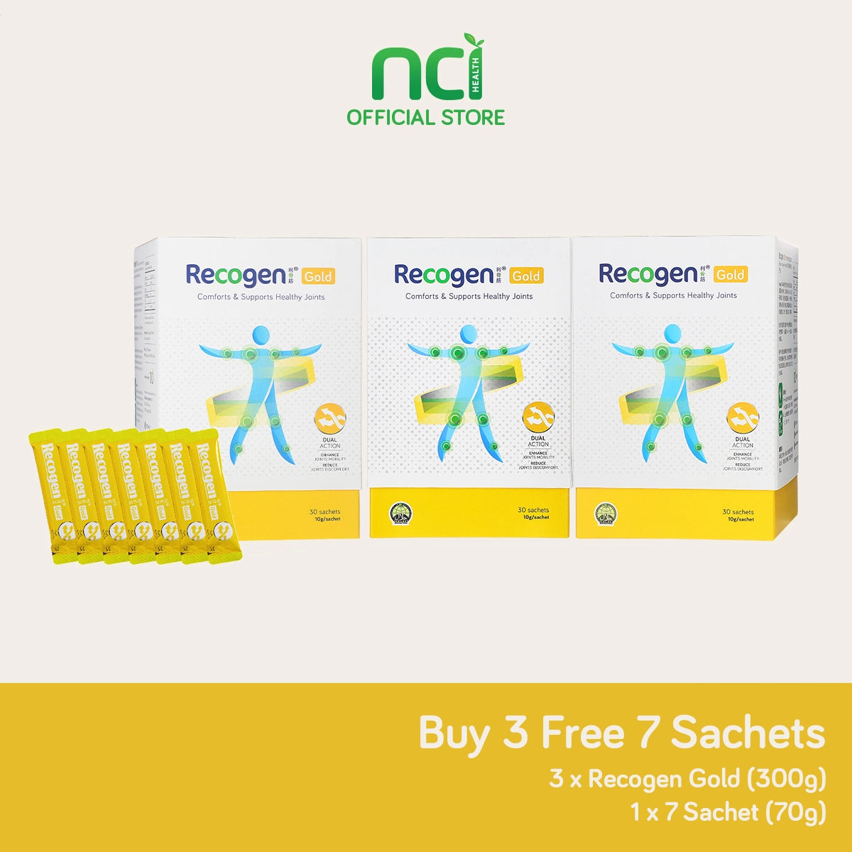 NCI Recogen Gold joint supplement Singapore reduces joint discomfort while enhancing mobility. Order via 6744 5566 now!