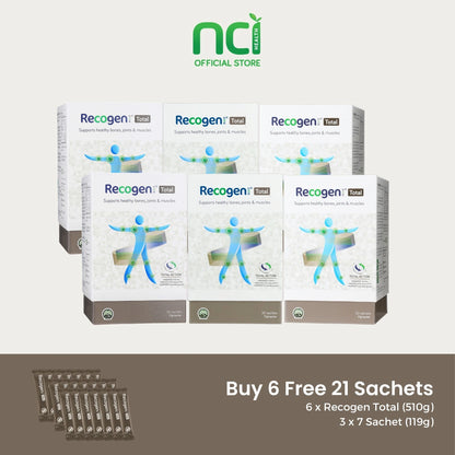 NCI Recogen Total joint supplement Singapore supports joint, bone and muscle growth. Order via 6744 5566 now!