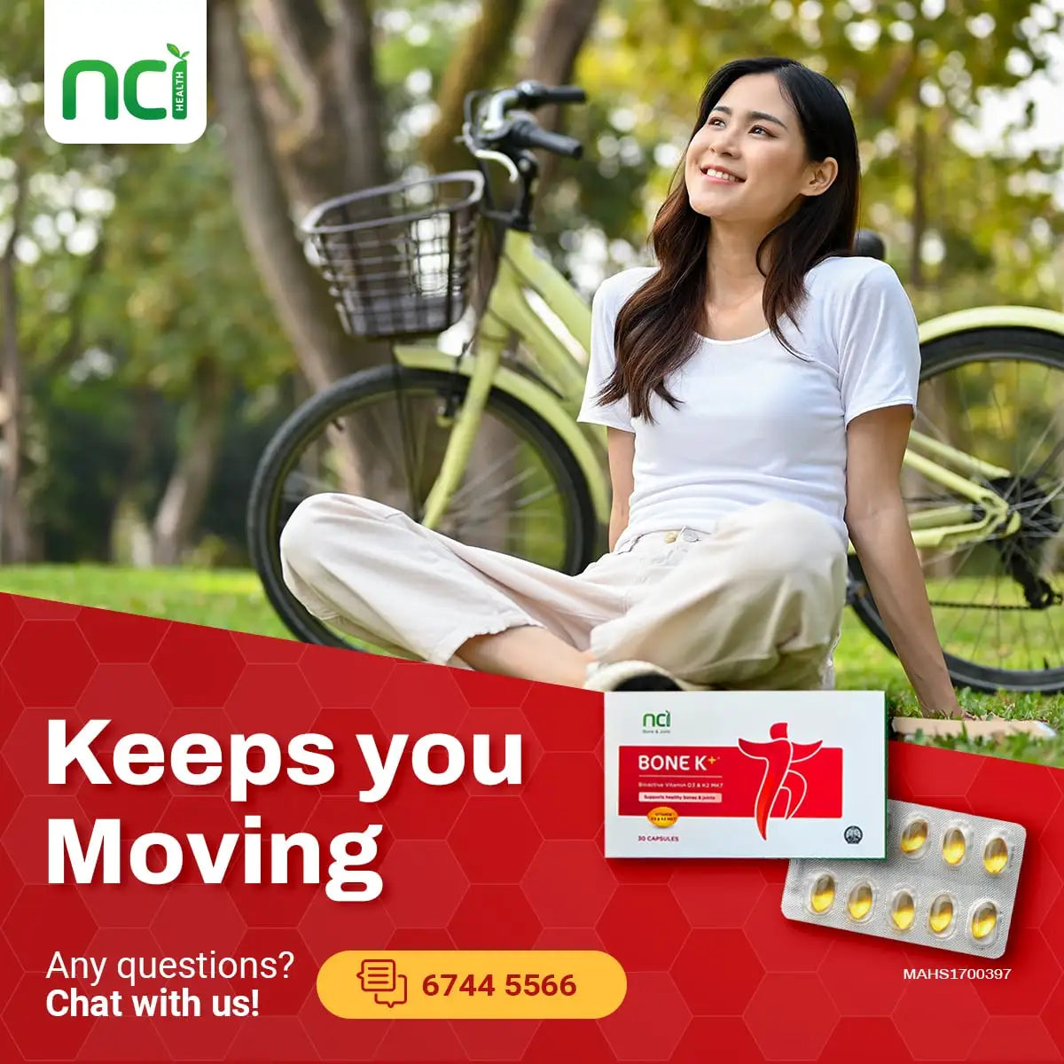 NCI Vitamin D3 And K2 MK-7 bone supplement Singapore supports bone health. Order via 6744 5566 now!