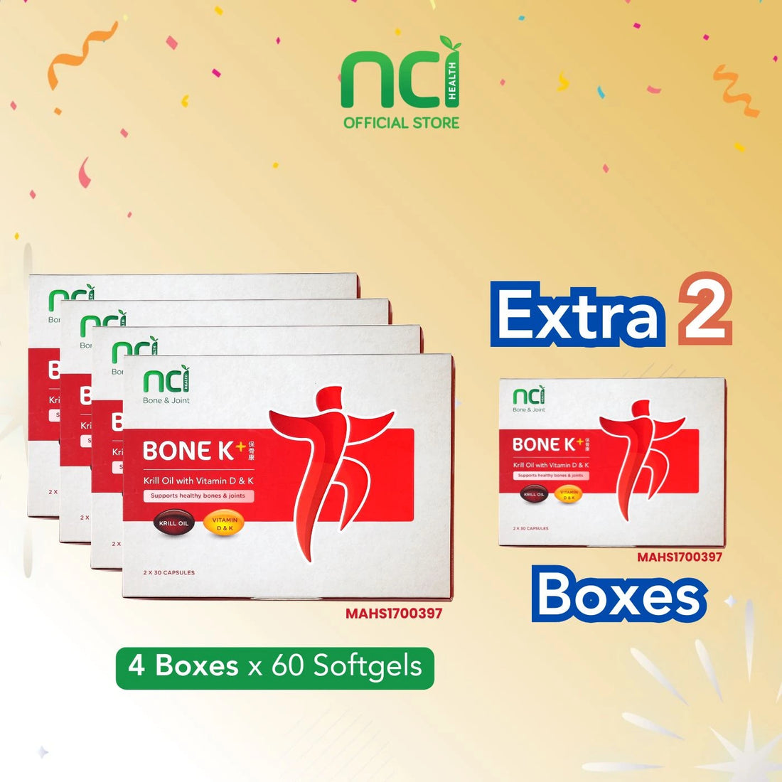 Bone K+ - Vitamin D3 &amp; K2 MK-7 and Krill Oil