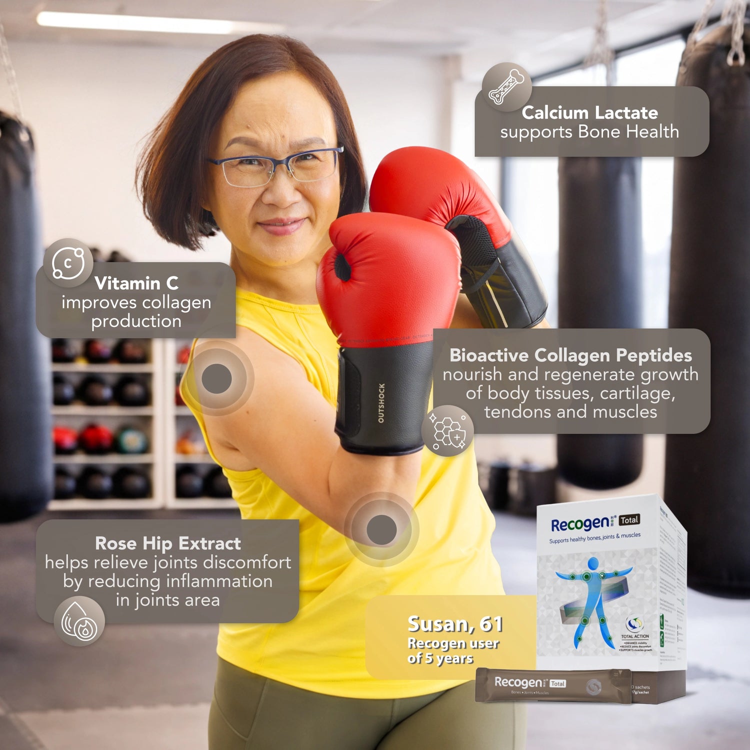 NCI Recogen Total joint supplement Singapore supports joint, bone and muscle growth. Order via 6744 5566 now!
