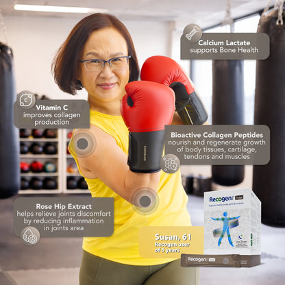 NCI Recogen Total joint supplement Singapore supports joint, bone and muscle growth. Order via 6744 5566 now!