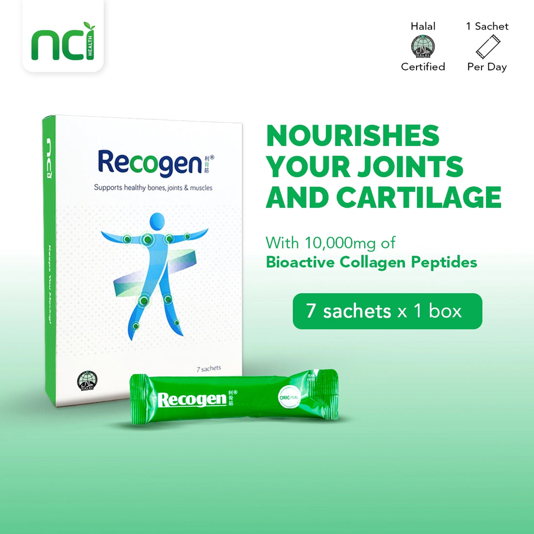 NCI Recogen Original joint supplement Singapore supports and maintain healthy joint functions. Order via 6744 5566 now!