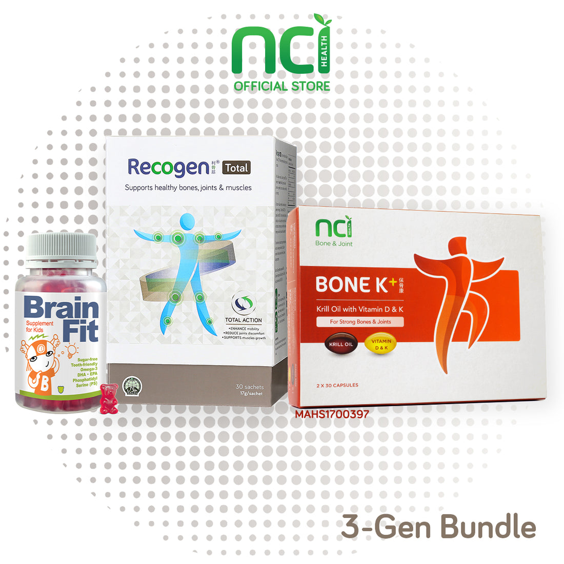 Recogen® Total &amp; Bone K+® &amp; BrainFit Sugar-free Gummies
